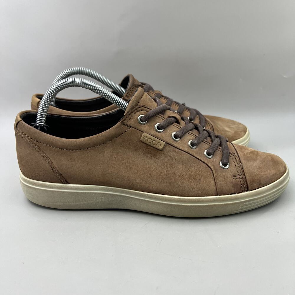 Ecco‎ Soft 7 Casual Sneakers Men Size 9 Brown Nubuck Leather Comfort Lace Shoes